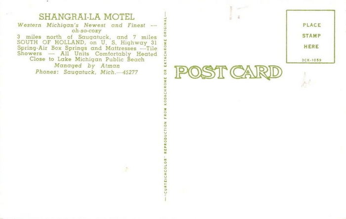 Shangrai-La Motel (Saugatuck Retro Resort) - Old Postcard (newer photo)